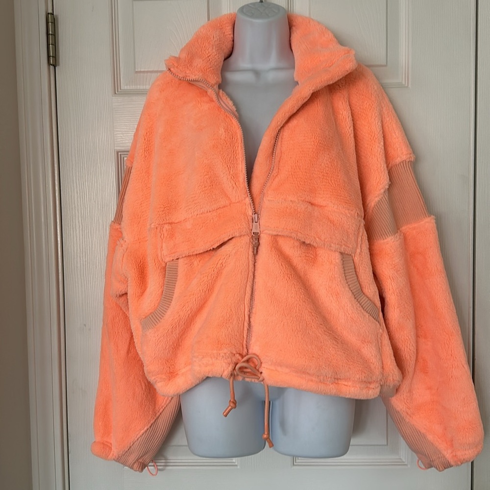 FREE PEOPLE FP Movement Orange Seeing Stars Fleece Jacket S 🧡 New
